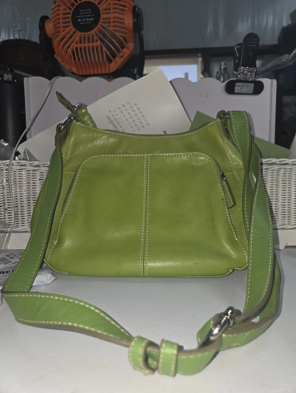 St. John’s Bay Genuine Leather Green Hobo Shoulder Bag Purse